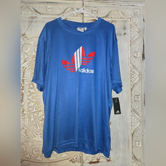 adidas Other - NWT Lg Adidas Trefoil 3 Stripes Blue Short Sleeve Dryfit Breathable